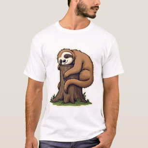 Vintage schlafende Faultier-Waldprotokoll niedlich T-Shirt