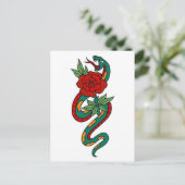 Vintage Schlange und Rose Postkarte (Stehend Vorderseite)