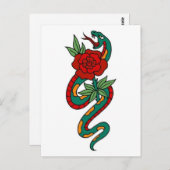 Vintage Schlange und Rose Postkarte (Vorne/Hinten)