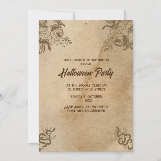 Vintage Schlangen gotische Hakenhalloween Einladung (Vorderseite)