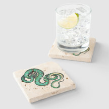 Vintage Schlangenillustrierung grün gelb