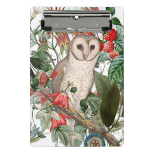 Vintage Schleiereule & Botanischer Garten Mini Klemmbrett