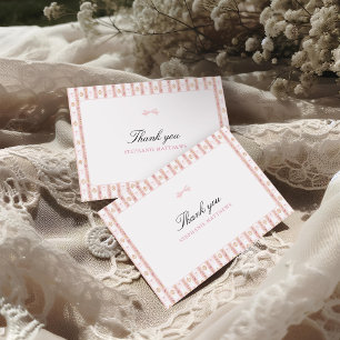 Vintage-Schleife Rosa Florales Babyshower Dankeskarte