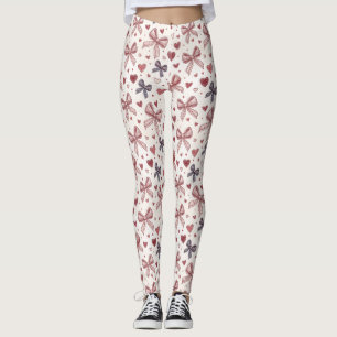 Vintage-Schleife- und Herz-Romanik-Leggings Leggings