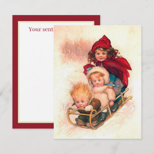 vintage Schlittenfahren Weihnachten fügt Gefühl Ki