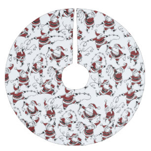 Vintage-Schlittschuhlauf-Weihnachtsmann-Baumskirt Polyester Weihnachtsbaumdecke