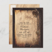 Vintage Schloss-alte Postkarten Save the Date (Vorne/Hinten)