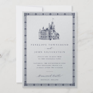 Vintage SchlossIllustration Grenze Silberhochzeit Einladung