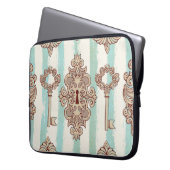 Vintage Schlüssel, Schlösser: Freehe und Muster. Laptopschutzhülle (Vorderseite Links)