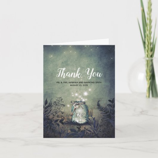 Vintage Schlüsselmaurer-Glas-Leuchtkäfer danken Dankeskarte (Vorderseite)