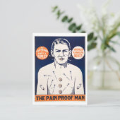 Vintage "Schmerzproof Man"-Werbung Postkarte (Stehend Vorderseite)