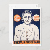 Vintage "Schmerzproof Man"-Werbung Postkarte (Vorne/Hinten)