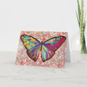 Vintage-Schmetterling auf gemusterten Kunstnotizka Karte