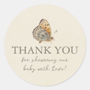 Vintage-Schmetterling-Baby-Party Runder Aufkleber