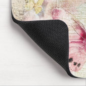 Vintage Schmetterling Blumen Mauspad (Ecke)