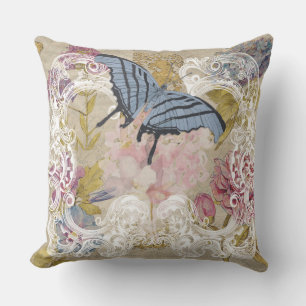 Vintage-Schmetterling Floral Romantische Collage Kissen