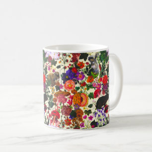 Vintage-Schmetterling-Kaninchen-Garten-Blumen-Aqua Kaffeetasse