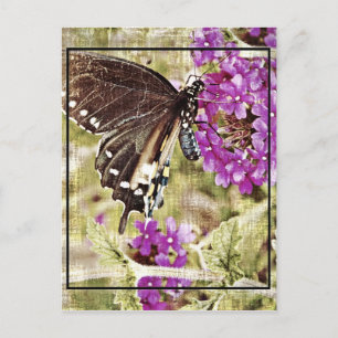 Vintage Schmetterling mit Blume Postkarte