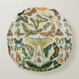 Vintage-Schmetterling-Motte-Musterdruck Rundes Kissen