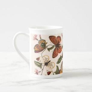 Vintage Schmetterling & Motte Riesige Kaffeetasse Porzellantasse