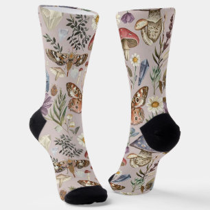 Vintage Schmetterling Pilz und Blume Socken