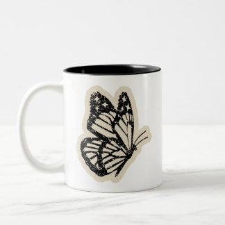 Vintage-Schmetterling-Tasse | Schwarze botanische Zweifarbige Tasse