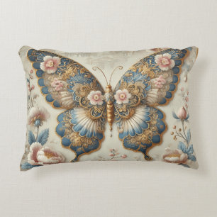 Vintage Schmetterling und florale Chinoiserie-Kuns Dekokissen