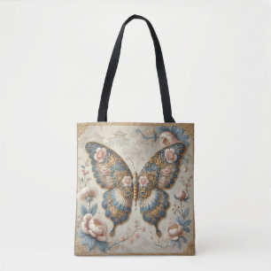 Vintage-Schmetterling und florale Chinoiserie-Kuns Tasche