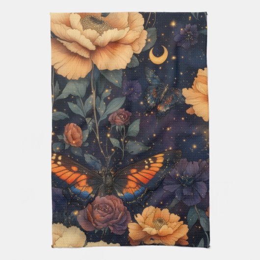 Vintage Schmetterling Wildblume (2) Geschirrtuch (Vertikal)