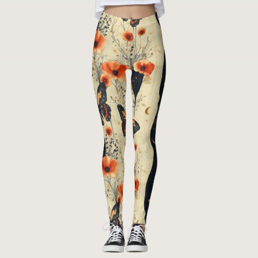 Vintage Schmetterling Wildblume (2) Leggings (Vorderseite)