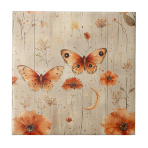 Vintage Schmetterling Wildblume (3) Fliese
