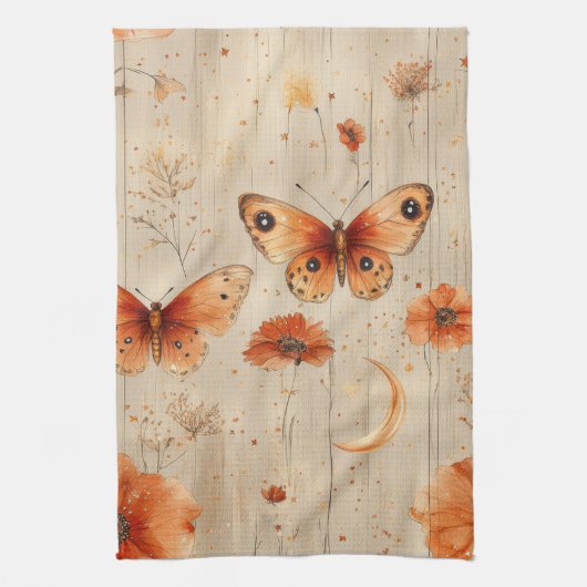 Vintage Schmetterling Wildblume (3) Geschirrtuch (Vertikal)