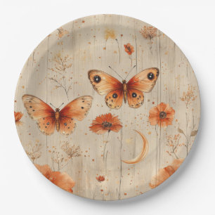 Vintage Schmetterling Wildblume (3) Pappteller