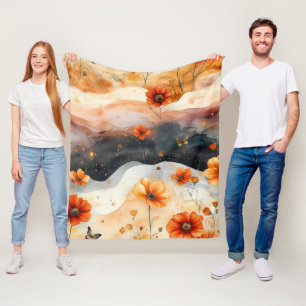 Vintage Schmetterling Wildblume (4) Fleecedecke