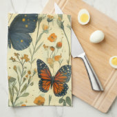 Vintage Schmetterling Wildblume (5) Geschirrtuch (Viertel Falte)