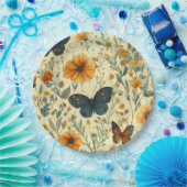 Vintage Schmetterling Wildblume (5) Pappteller (Party)