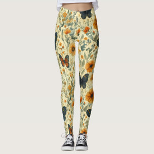 Vintage Schmetterling Wildblume (6) Leggings