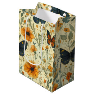 Vintage Schmetterling Wildblume (6) Mittlere Geschenktüte