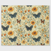 Vintage Schmetterling Wildblume (7) Geschenkpapier (Flach)