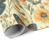 Vintage Schmetterling Wildblume (7) Geschenkpapier (Rolleneckpunkt)