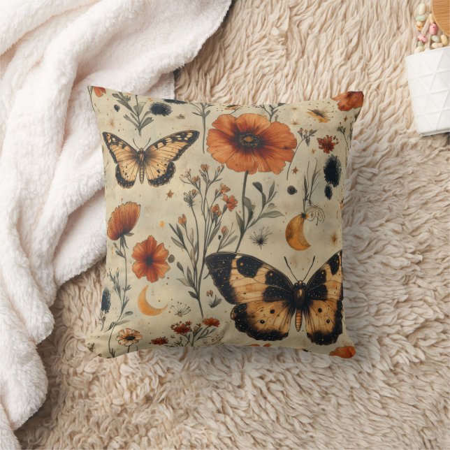 Vintage Schmetterling Wildblume (7) Kissen (Decke)