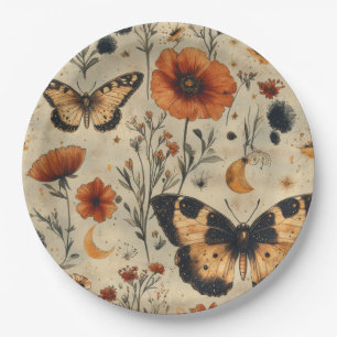 Vintage Schmetterling Wildblume (7) Pappteller