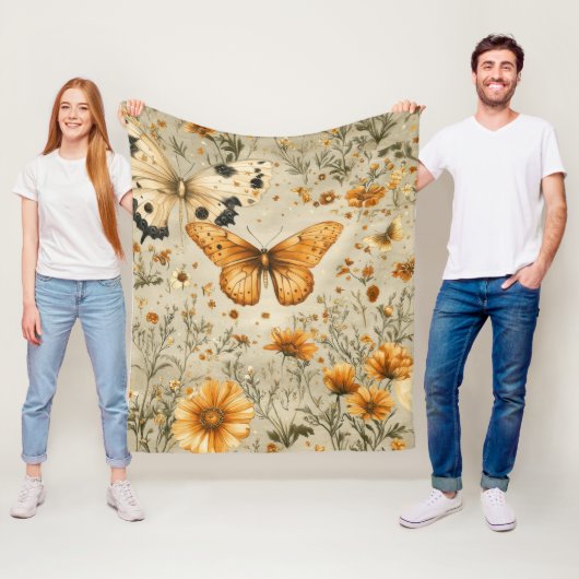 Vintage Schmetterling Wildblume (9) Fleecedecke (Beispiel)