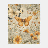 Vintage Schmetterling Wildblume (9) Fleecedecke (Vorderseite)