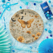 Vintage Schmetterling Wildblume (9) Pappteller (Party)