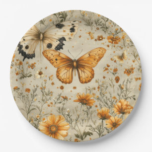 Vintage Schmetterling Wildblume (9) Pappteller
