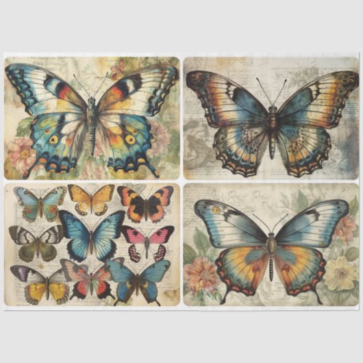 Vintage Schmetterlinge 4 Packung Gewebepapier Seidenpapier (Vorderseite)