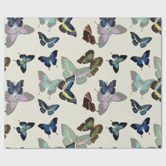 Vintage Schmetterlinge Antike Illustration Geschenkpapier (Flach)
