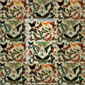 Vintage Schmetterlinge auf beigem Hintergrund Stoff (Kachel)