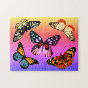 Vintage Schmetterlinge auf Rainbow Background Puzzle